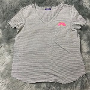 DOUGHNUT STRIPPED GRAPHIC TEE W/ SMALL POCKET